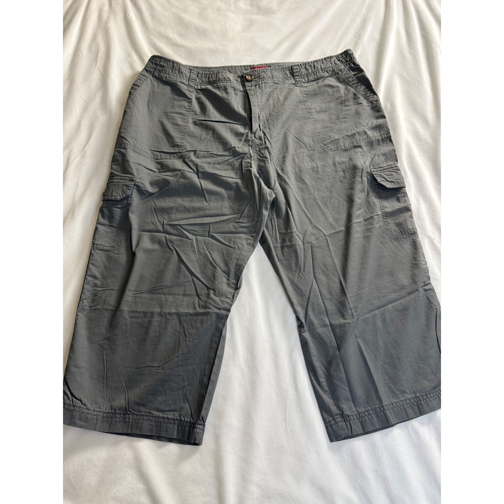 Merona Womens Gray Cotton Cargo Capri Pants Size 20W Cropped Utility Trousers
